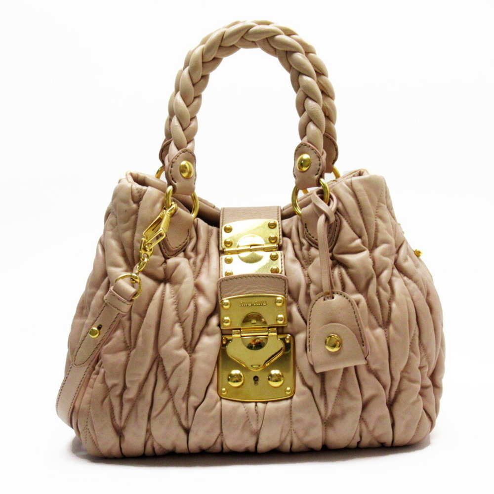 Miu Miu handbag shoulder bag Matelass Beige Tan gold leather